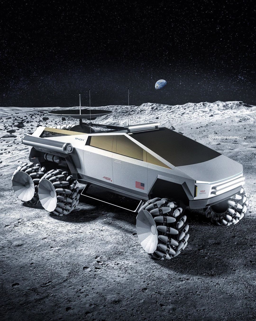 看这渲染图 化身月球车的特斯拉Cybertruck怎么样？