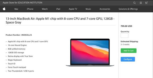 苹果 128GB 版本 M1 芯片 MacBook Air 现身，价格再降 100 美元
